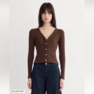 EVERLANE: THE COZY RIB CARDIGAN - Dark Mahagony - Size Small - Gently used